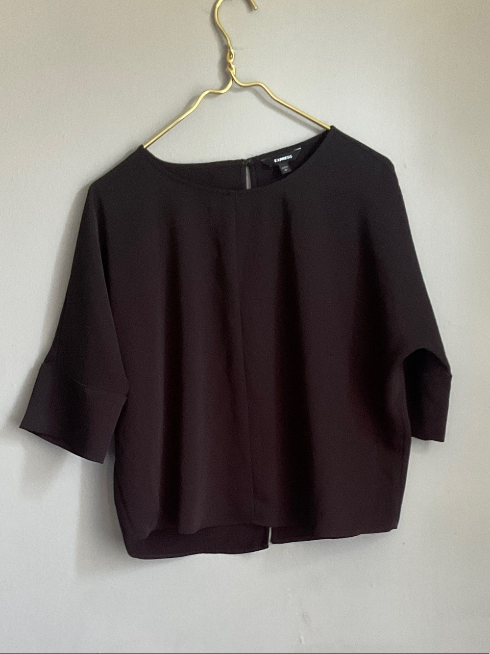 Express Black Boxy Boatneck Short Sleeve Top